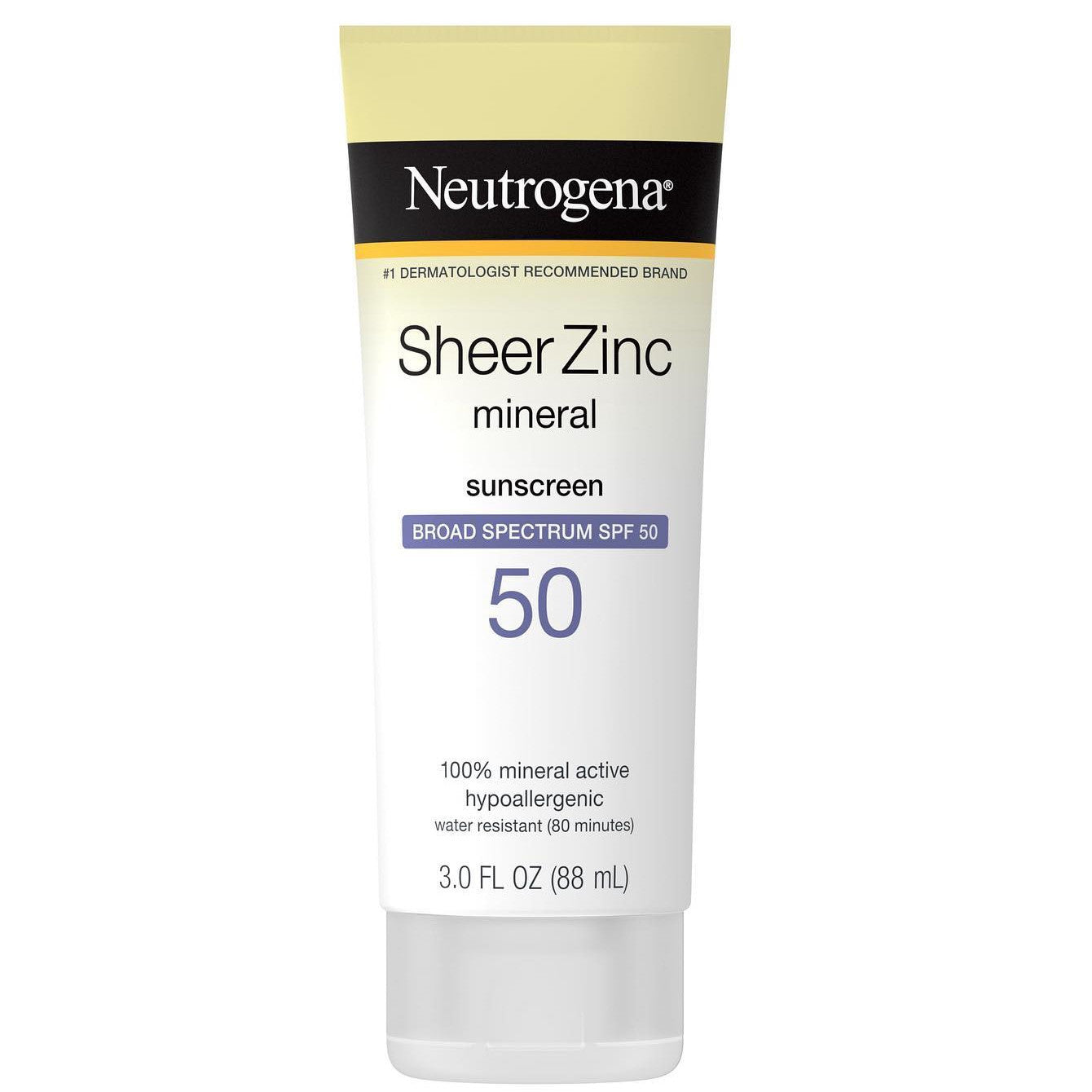 NEUTROGENA Sheer Zinc Mineral Sunscreen Broad Spectrum SPF50+, 88ml