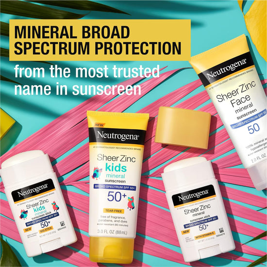 NEUTROGENA Sheer Zinc Mineral Sunscreen Broad Spectrum SPF50+, 88ml