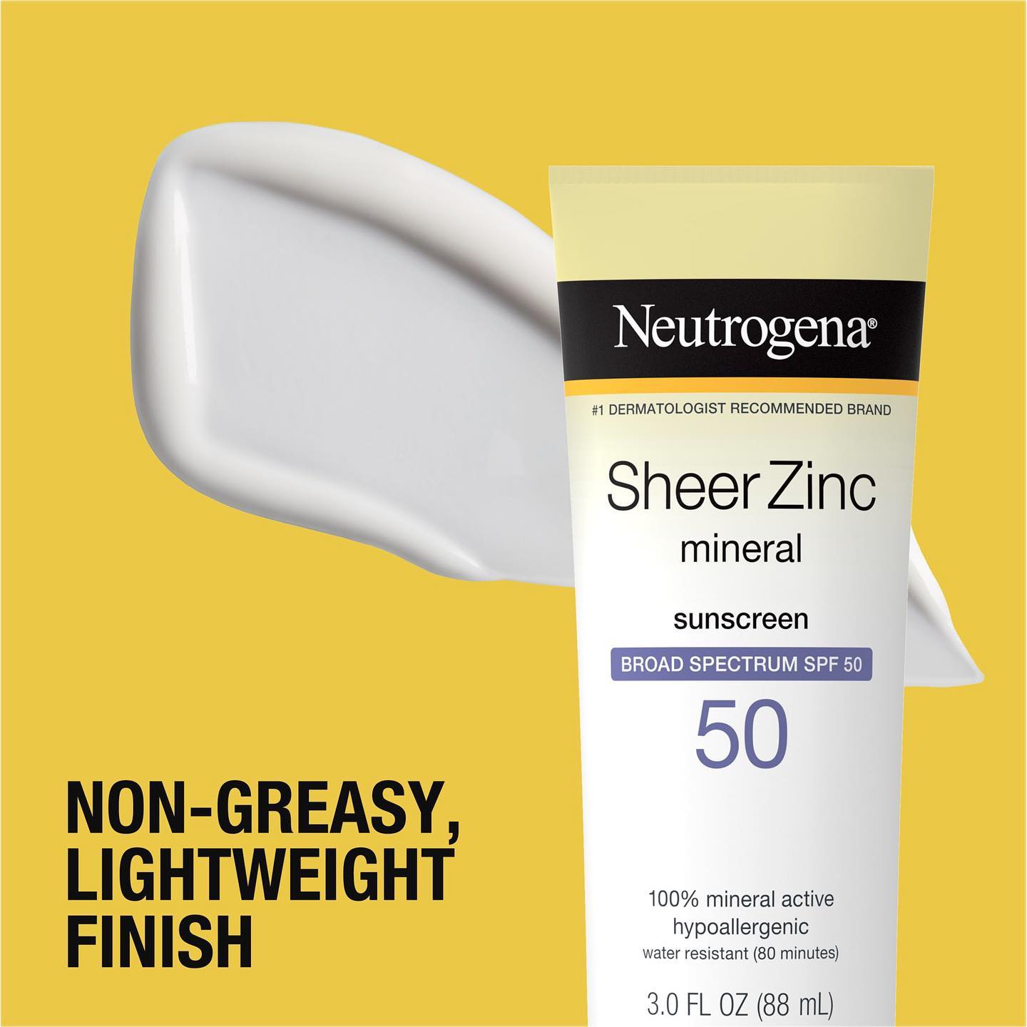 NEUTROGENA Sheer Zinc Mineral Sunscreen Broad Spectrum SPF50+, 88ml