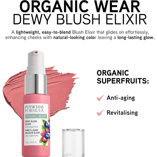PHYSICIANS FORMULA Organic Wear Dewy Blush Elixir, Rubor Elixir Ligero 15ml