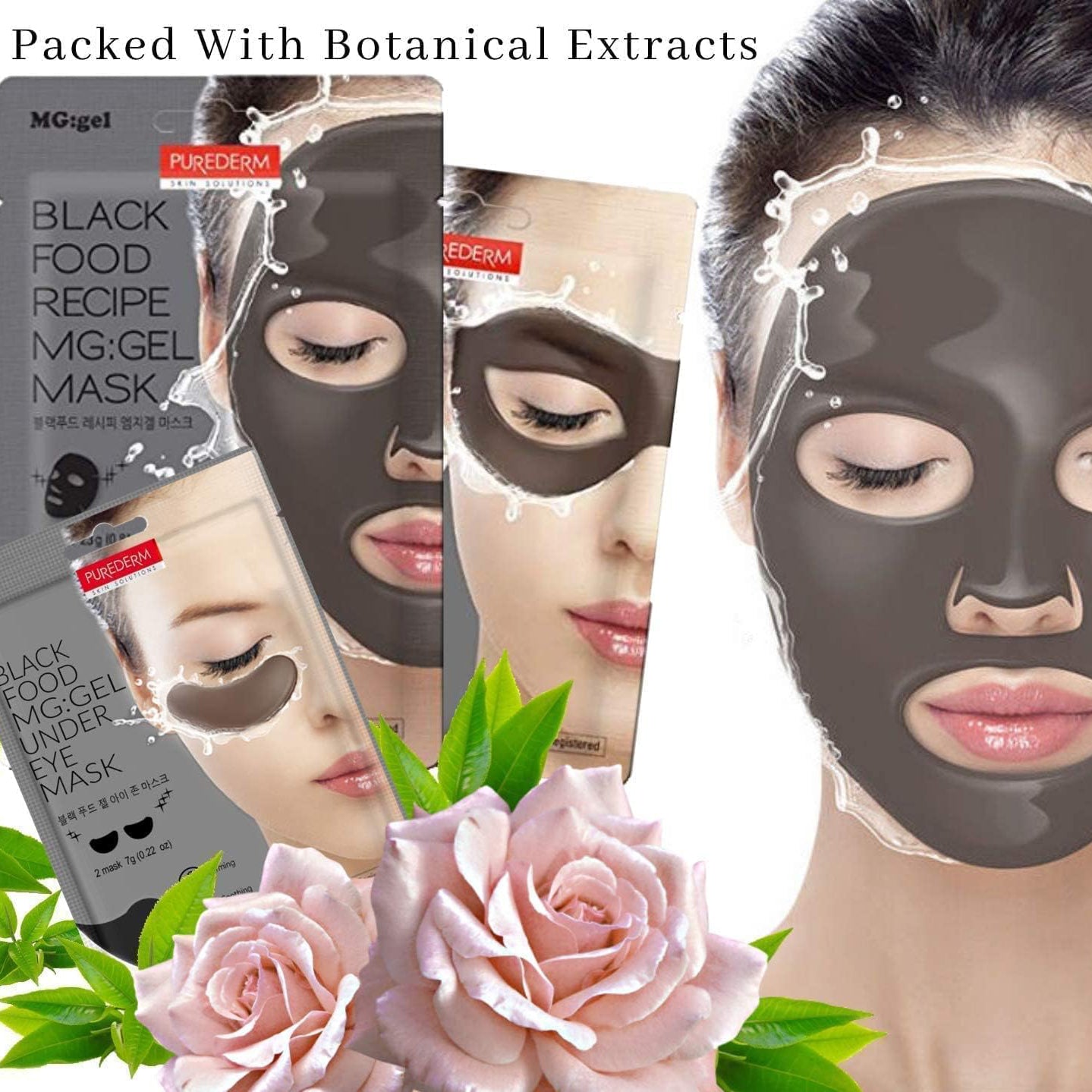 PUREDERM Black Food Recipe MG:GEL Mask, Máscara de Gel Facial 23gr