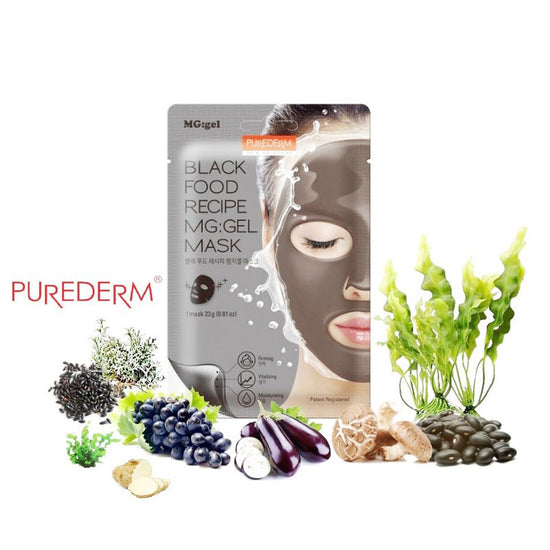 PUREDERM Black Food Recipe MG:GEL Mask, Máscara de Gel Facial 23gr