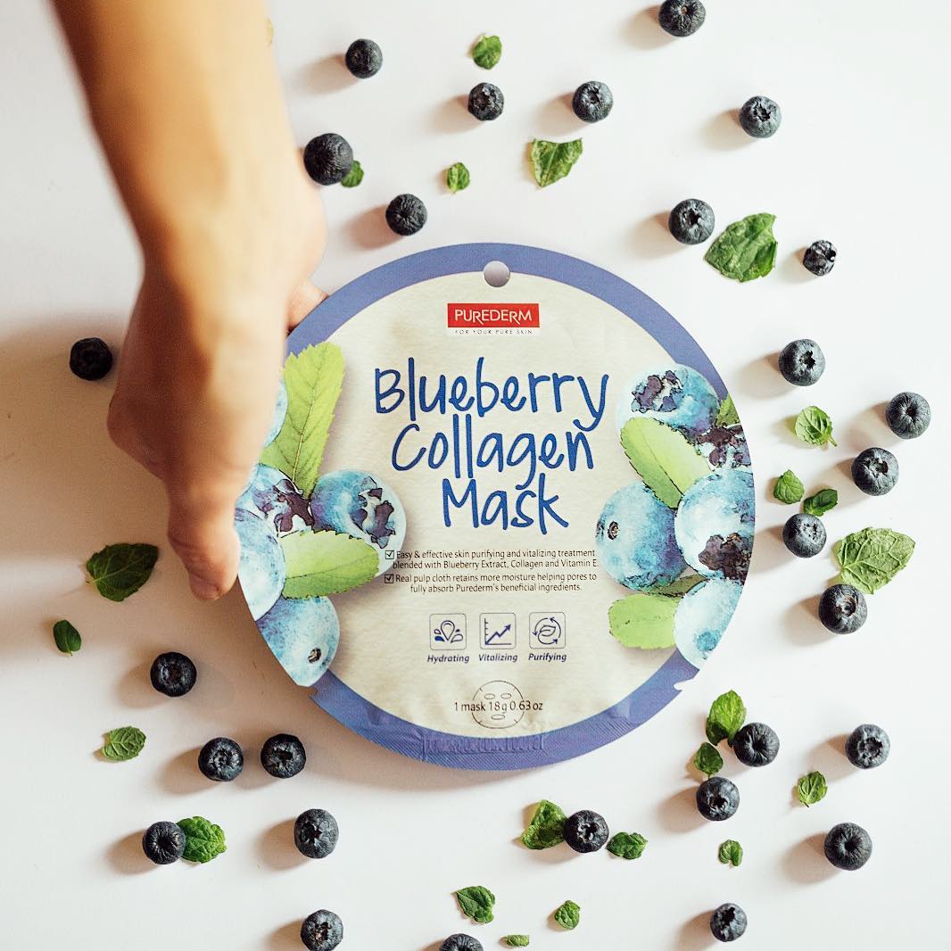 PUREDERM Blueberry Collagen Mask, Mascarilla Mora Azul y Colágeno 18gr