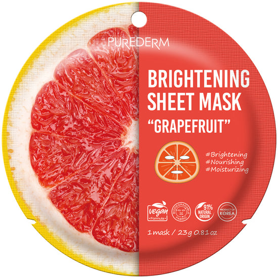 PUREDERM Brightening Sheet Mask Grapefruit, Mascarilla Iluminadora 23gr