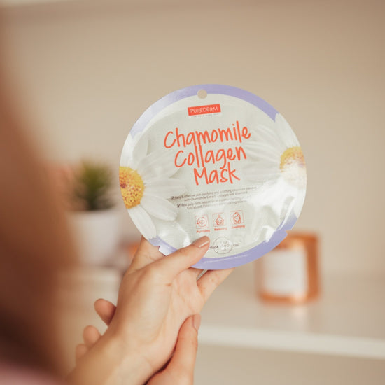 PUREDERM Chamomile Collagen Mask, Mascarilla de Manzanilla + Colágeno 18gr