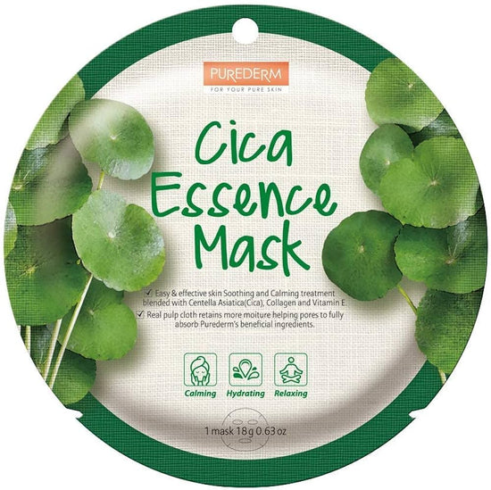 PUREDERM Cica Essence Mask, Mascarilla con Esencia de Cica 18gr