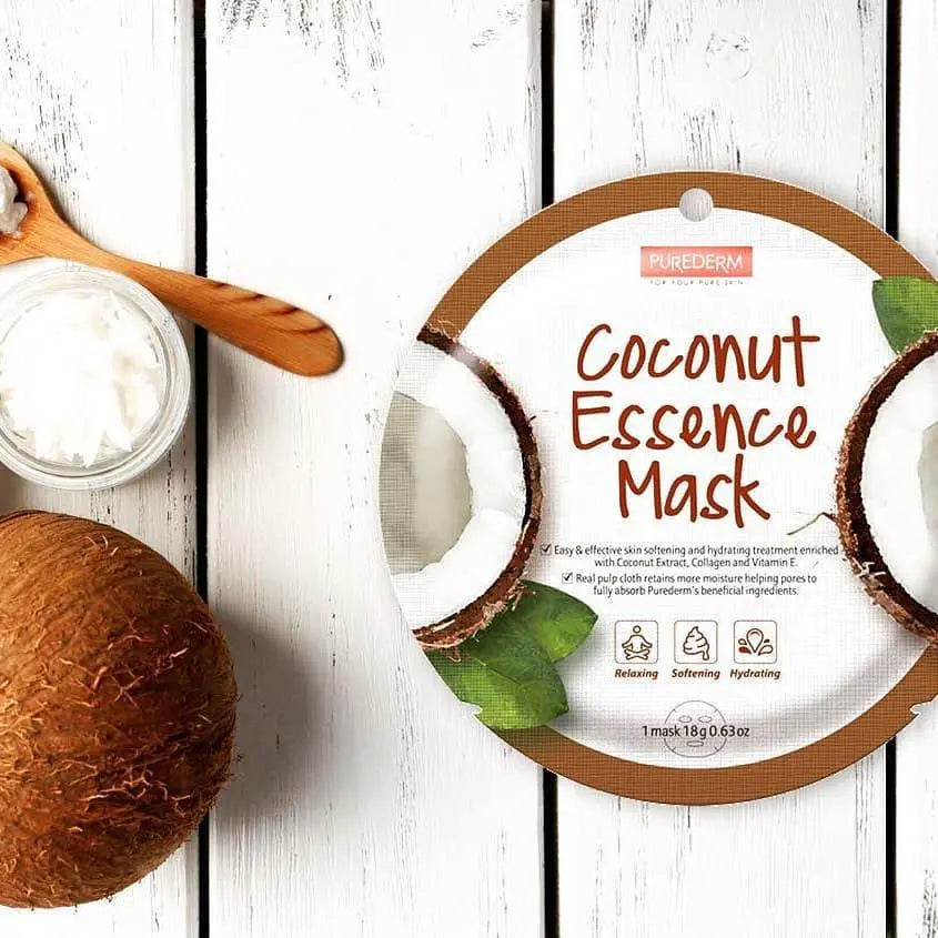 PUREDERM Coconut Essence Mask, Mascarilla con Esencia de Coco 18gr