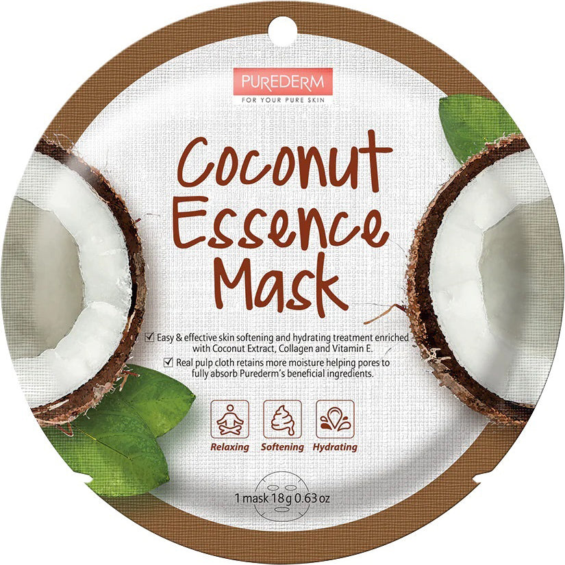 PUREDERM Coconut Essence Mask, Mascarilla con Esencia de Coco 18gr