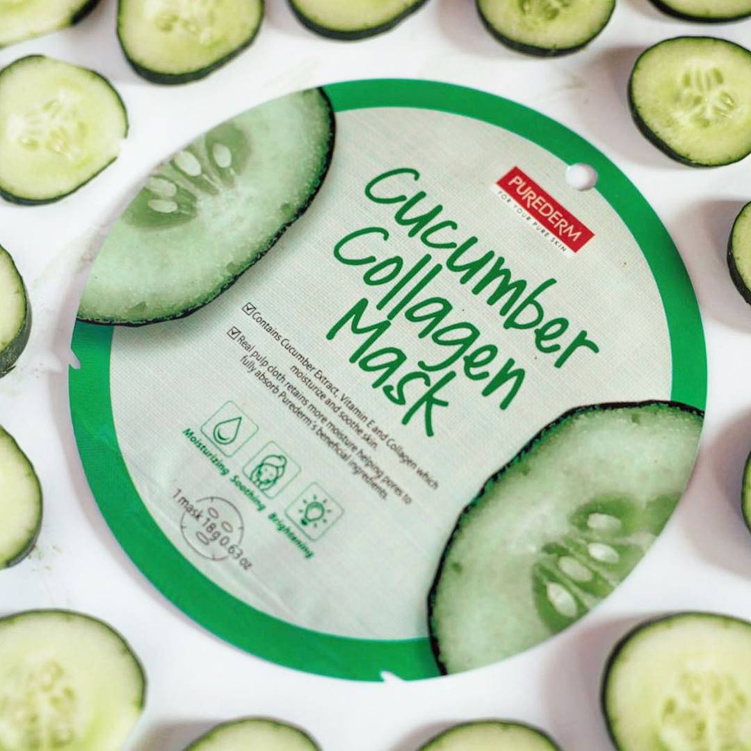 PUREDERM Cucumber Collagen Mask, Mascarilla Pepino + Colágeno 18gr