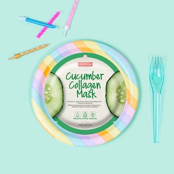 PUREDERM Cucumber Collagen Mask, Mascarilla Pepino + Colágeno 18gr