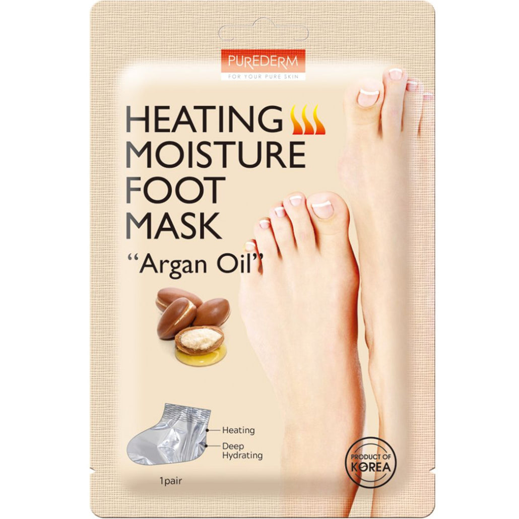 PUREDERM Heating Moisture Foot Mask Argan Oil, Máscara para Pies 1 Par