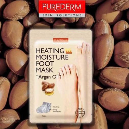 PUREDERM Heating Moisture Foot Mask Argan Oil, Máscara para Pies 1 Par