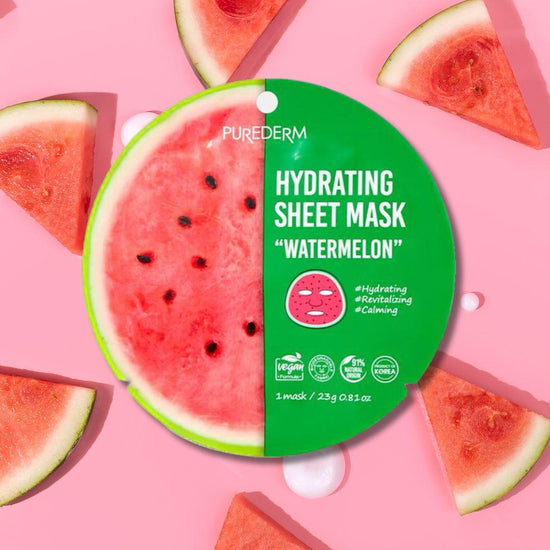 PUREDERM Hydrating Sheet Mask Watermelon, Mascarilla Hidratante Sandía