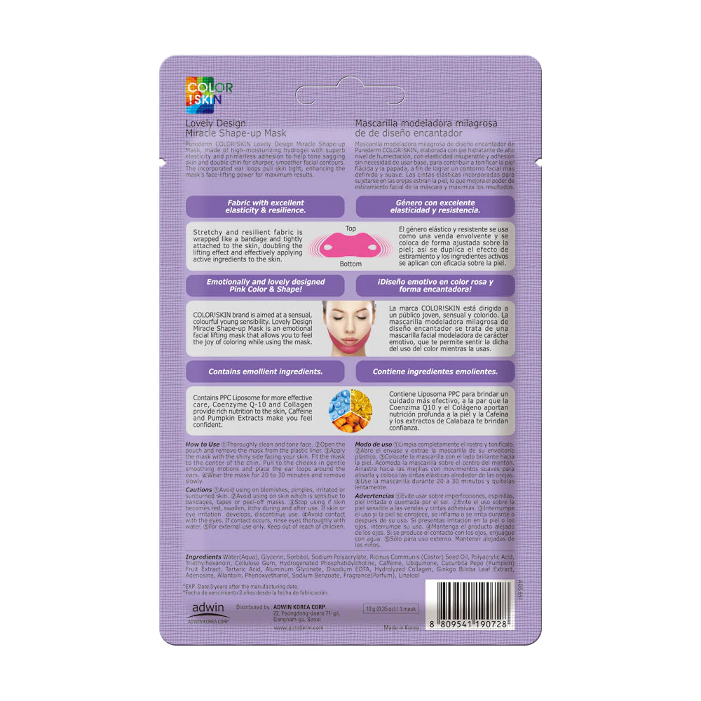 PUREDERM Lovely Design Miracle Shape-up Mask, Máscara Moldeadora