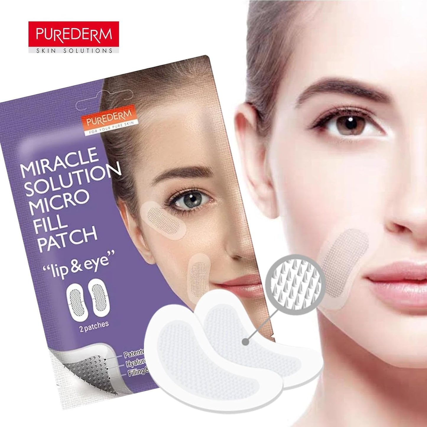 PUREDERM Miracle Solution Micro Fill Patch Lip&Eye, Microparche Ojos Labios