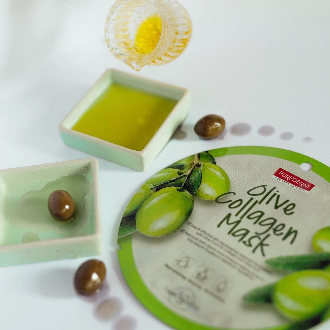 PUREDERM Olive Collagen Mask, Mascarilla Olive + Colágeno 18gr