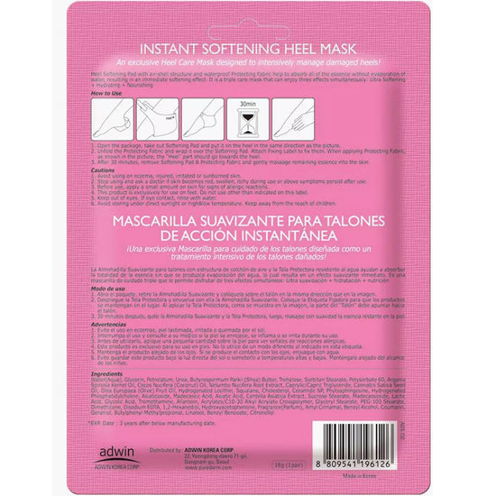 PUREDERM Instant Softening Heel Mask, Máscara de Talón Suavizante