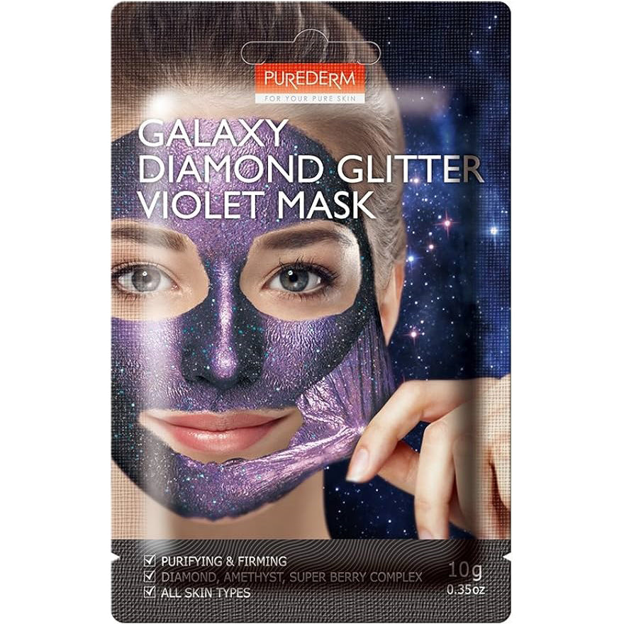 PUREDERM Galaxy Diamond Glitter Violet Mask, Mascarilla Despegable 10gr