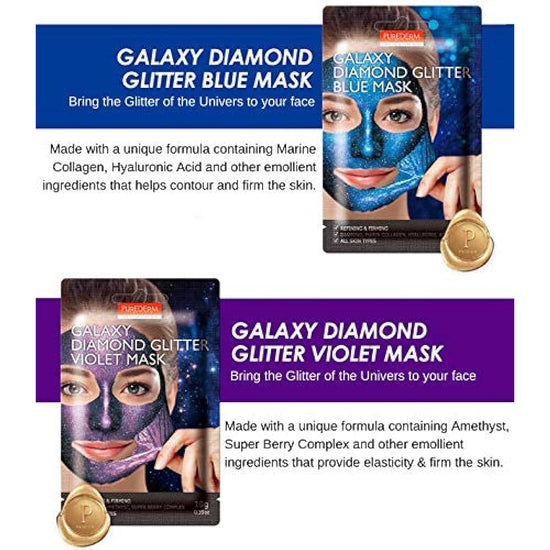 PUREDERM Galaxy Diamond Glitter Violet Mask, Mascarilla Despegable 10gr