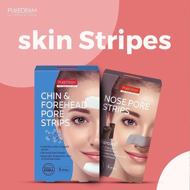 PUREDERM Nose Pore Strips Charcoal, Banditas de Carbón para Puntos Negros