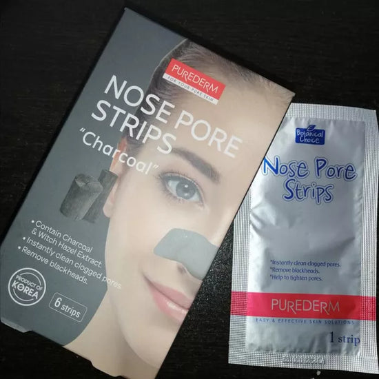 PUREDERM Nose Pore Strips Charcoal, Banditas de Carbón para Puntos Negros