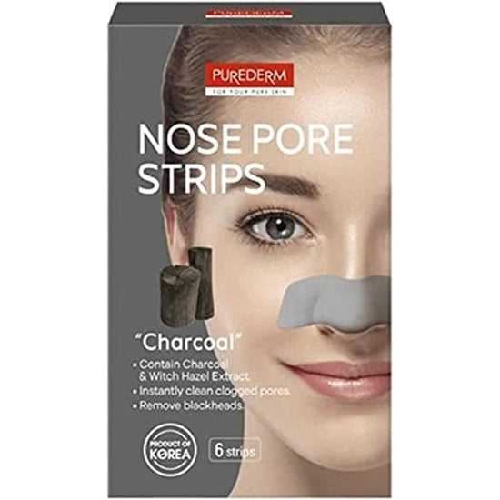 PUREDERM Nose Pore Strips Charcoal, Banditas de Carbón para Puntos Negros