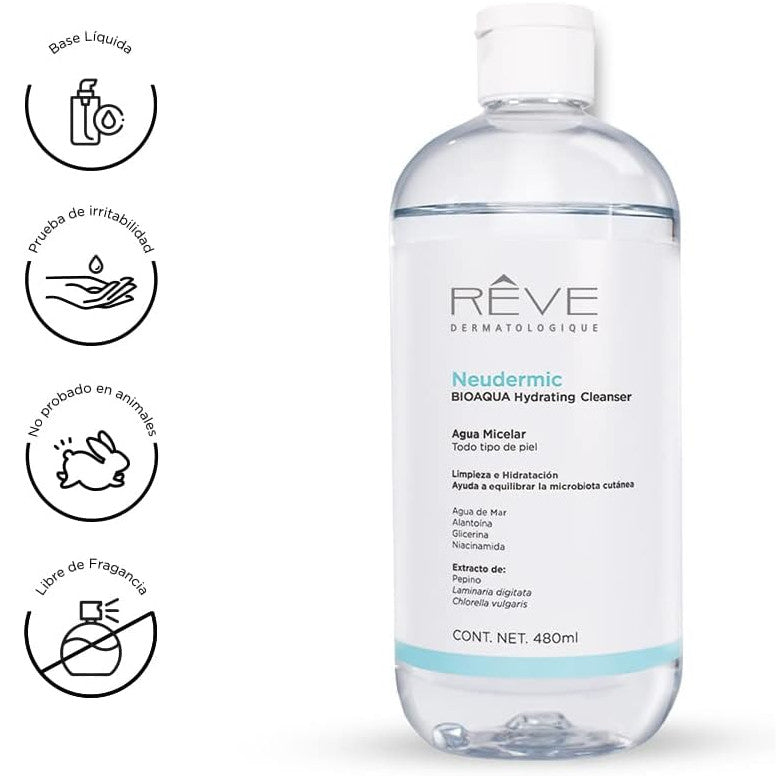 REVE Agua Micelar Neudermic BIOAQUA Hydrating Cleanser, 480ml