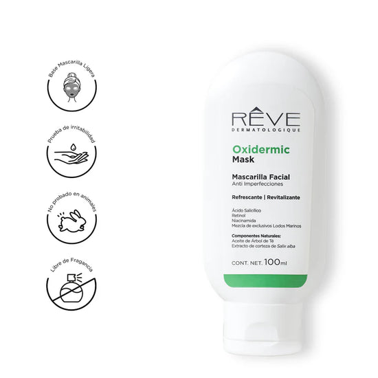 REVE Oxidermic Mask, Mascarilla Facial Anti Imperfecciones, Piel Grasa