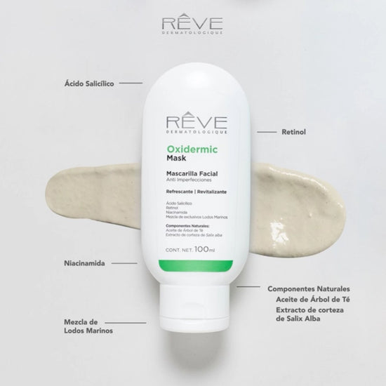 REVE Oxidermic Mask, Mascarilla Facial Anti Imperfecciones, Piel Grasa