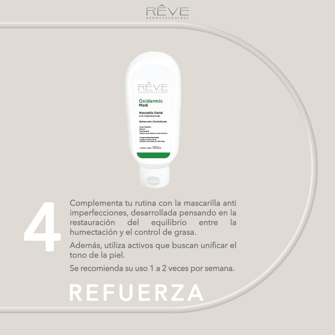 REVE Oxidermic Mask, Mascarilla Facial Anti Imperfecciones, Piel Grasa