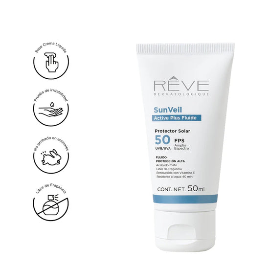 REVE SunVeil Active Plus Fluide, Protector Solar Ultra Fluido FPS50 UVA/UVB, 50ml