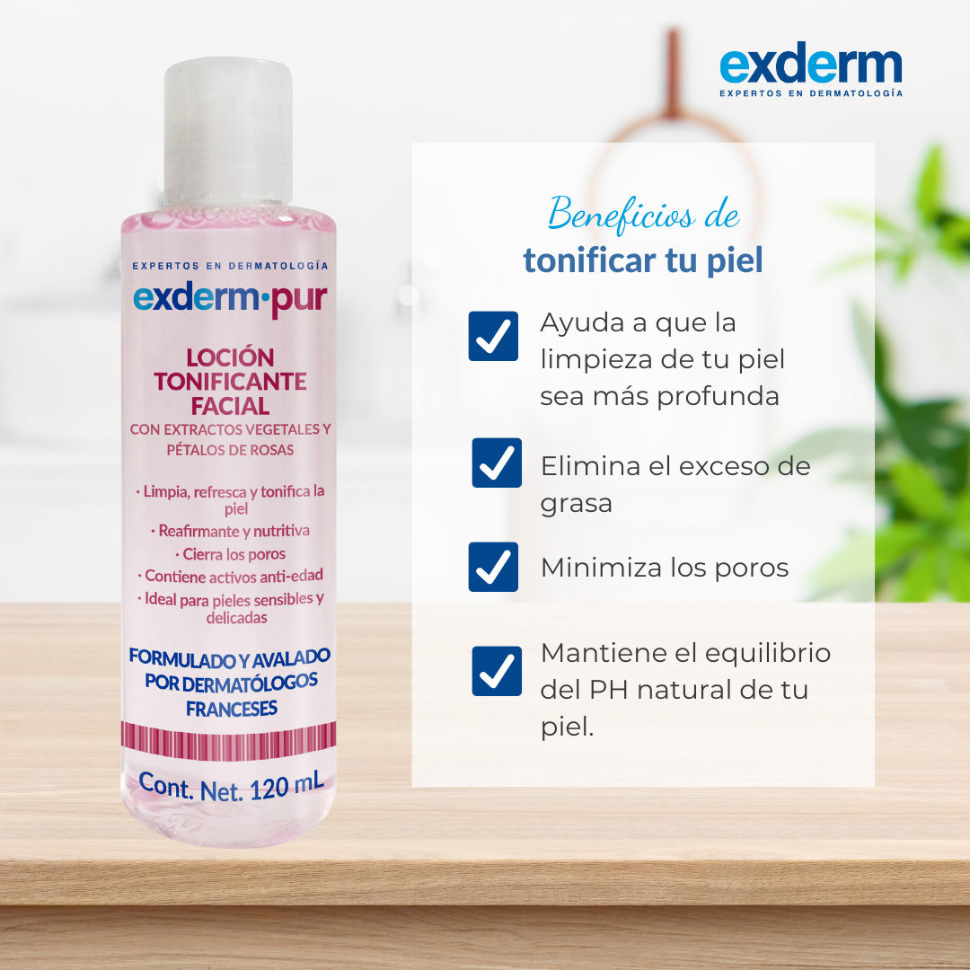 SEDECREM PHARMA Exderm Pur Loción Tonificante Facial, Limpia y Tonifica, 120ml