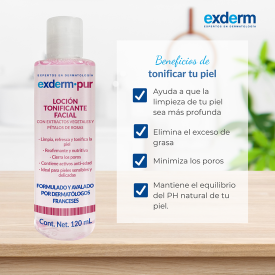 SEDECREM PHARMA Exderm Pur Loción Tonificante Facial, Limpia y Tonifica, 120ml
