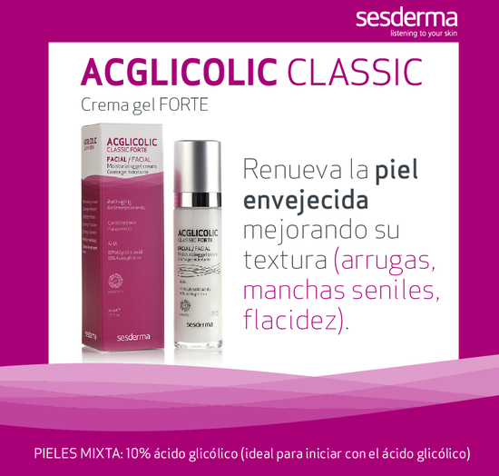 SESDERMA ACGLICOLIC CLASSIC Forte Crema Gel con Ácido Glicólico, 50ml