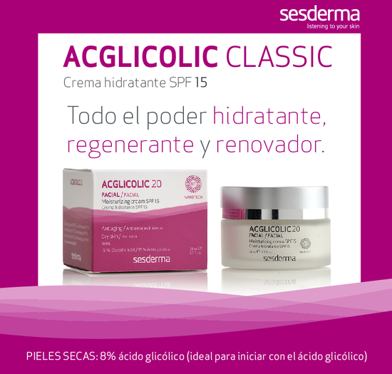 SESDERMA ACGLICOLIC CLASSIC Crema Hidratante con Ácido Glicólico, SPF15