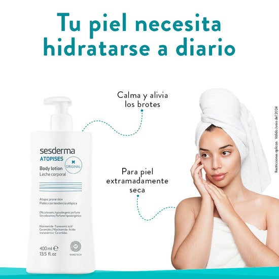 SESDERMA ATOPISES Leche Hidratante Corporal para Piel Seca y Áspera, 400ml