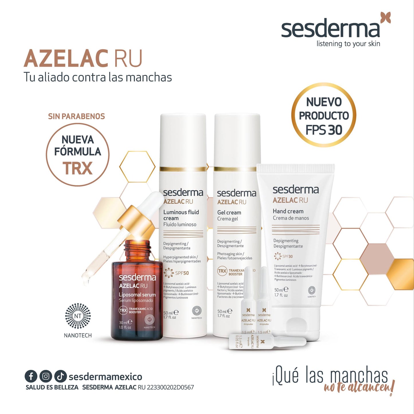 SESDERMA AZELAC RU Fluido Luminoso Despigmentante Facial SPF50 50ml