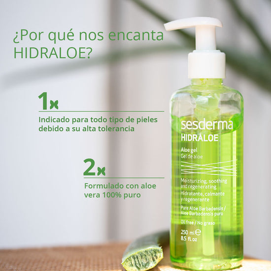 SESDERMA HIDRALOE Gel de Aloe Orgánico 100% Puro, Hidrata Alivia, 250ml