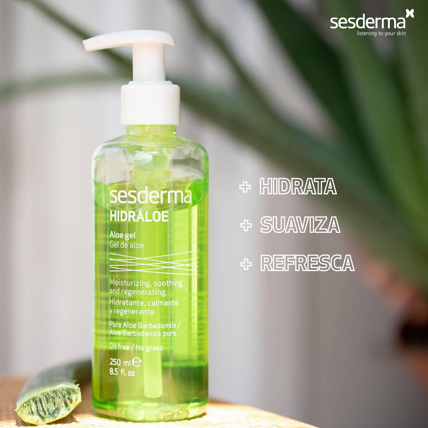 SESDERMA HIDRALOE Gel de Aloe Orgánico 100% Puro, Hidrata Alivia, 250ml