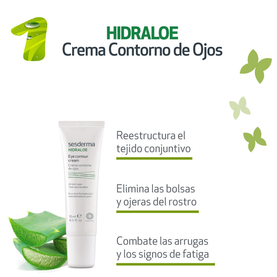 SESDERMA HIDRALOE Contorno de Ojos, Crema Hidratante con Aloe, 15ml