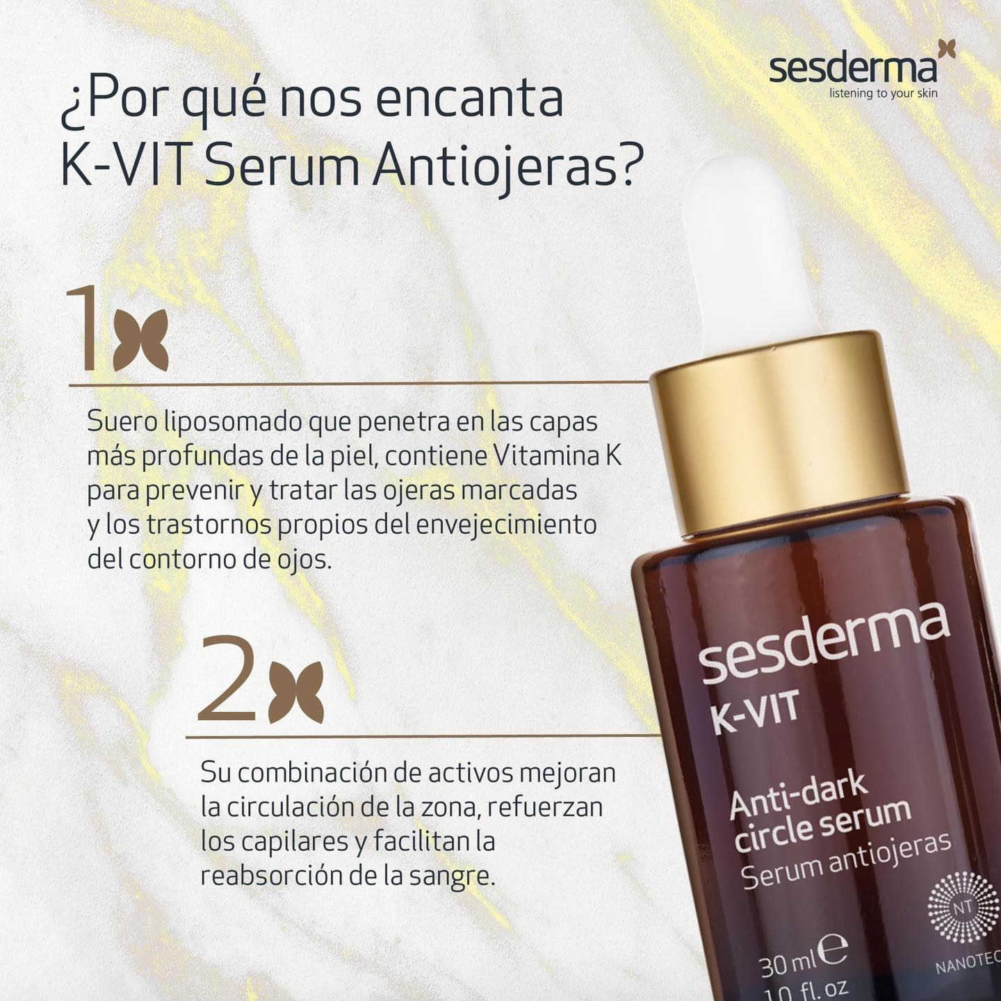 SESDERMA K-VIT Serum Antiojeras, Prevención y Corrección, 30ml