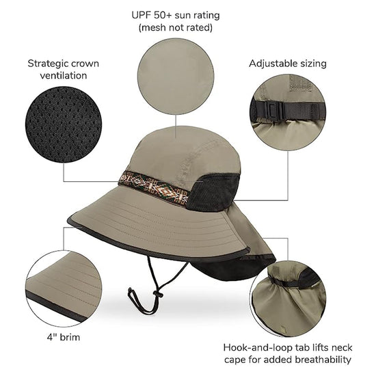 SUNDAY AFTERNOONS Sombrero Black Black Adventure Adulto con Protección Solar