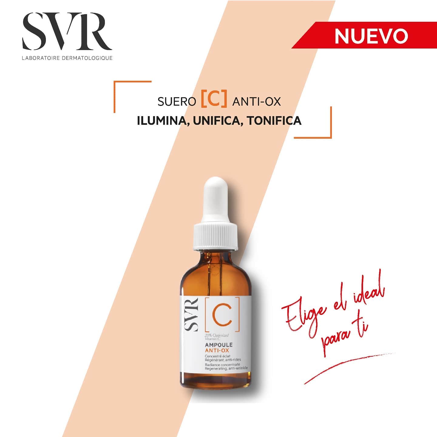 SVR Sérum C Ampoule Anti-Ox, Piel más Luminosa, Uniforme y Protegida, 30ml