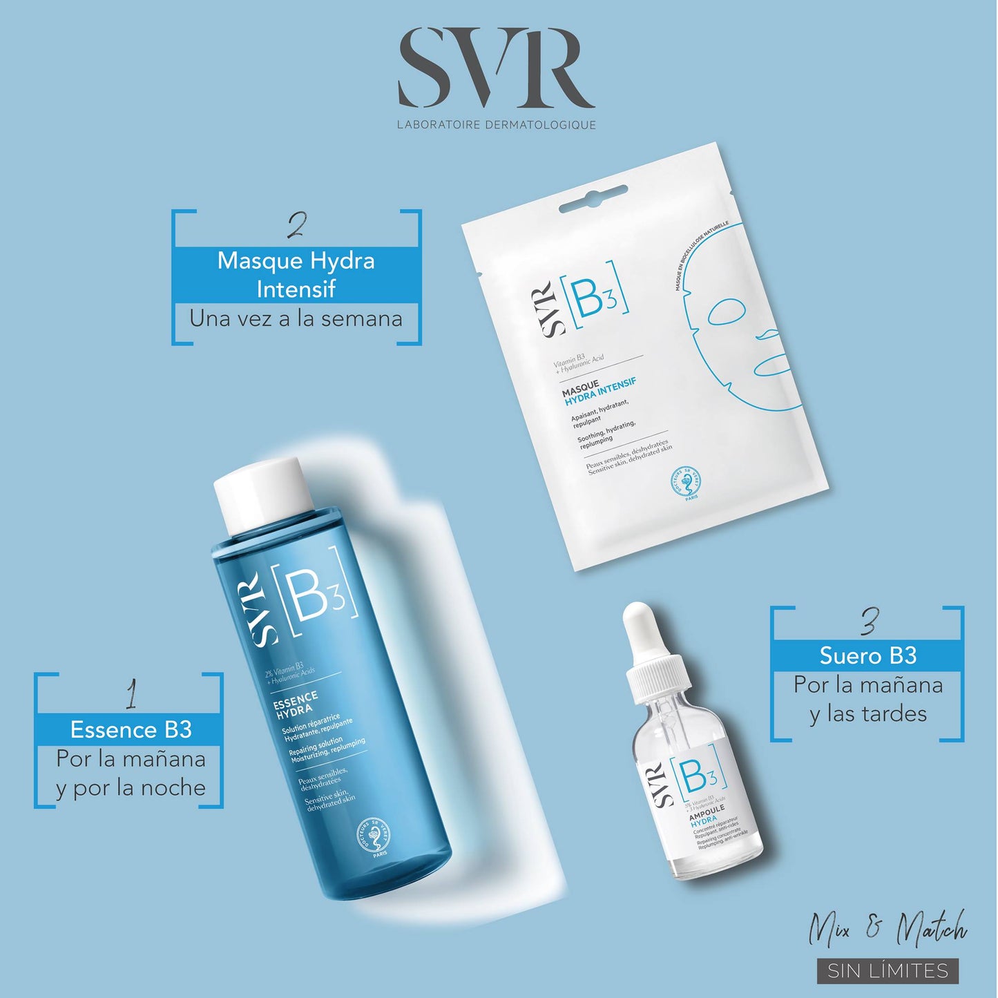 SVR B3 Essence Hydra, Esencia con Vitamina B3, Calma, Suaviza e Hidrata