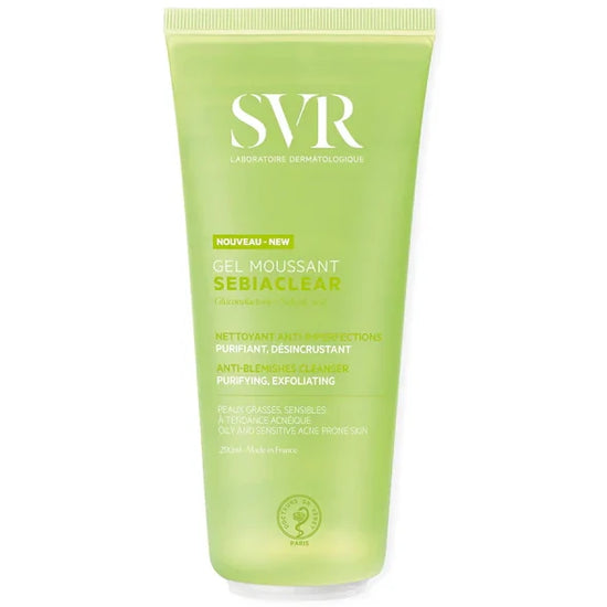 SVR Sebiaclear Gel Moussant, Limpiador Facial y Corporal, para Pieles Mixtas, 200ml