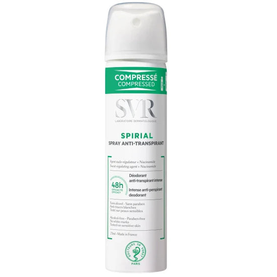 SVR Spirial Spray Anti-Transpirante Intenso para Todas las Pieles, Eficaz 48hrs