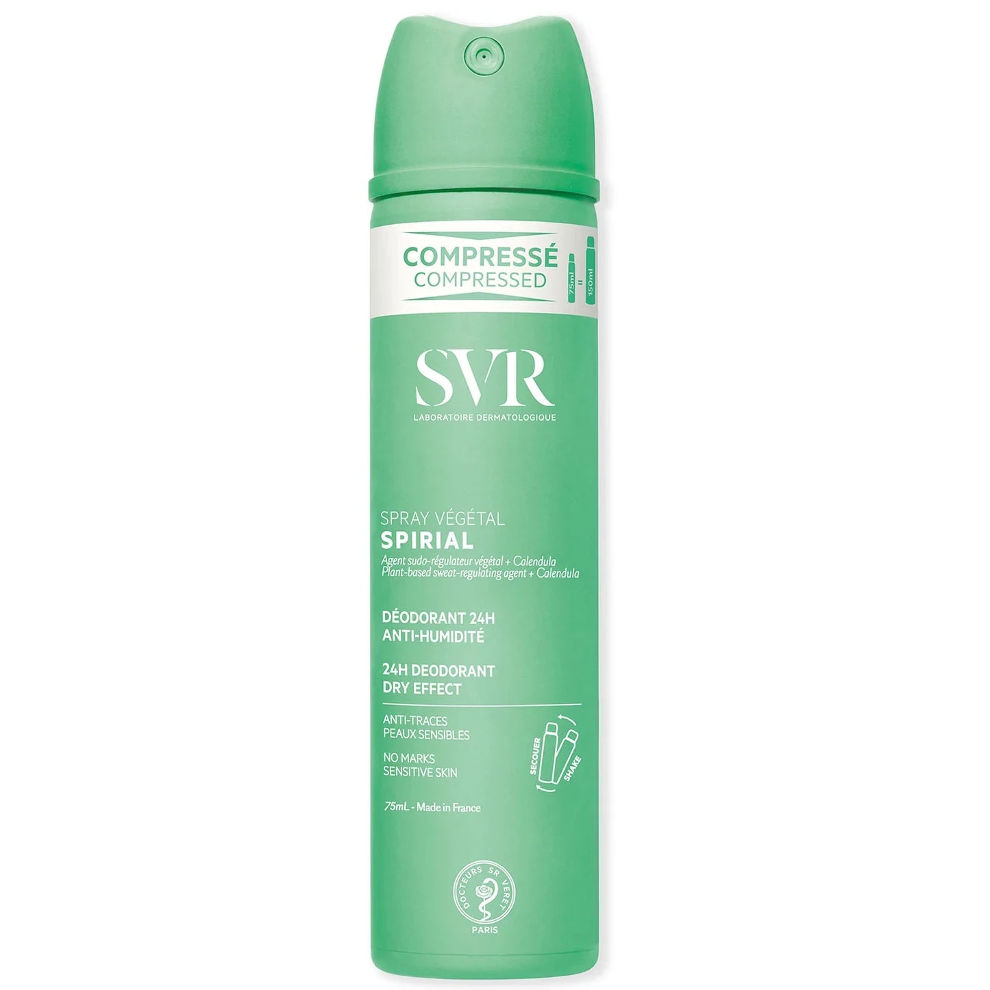 SVR Spirial Végétal Spray, Desodorante Vegano, Activos Naturales, 24hrs. 75ml