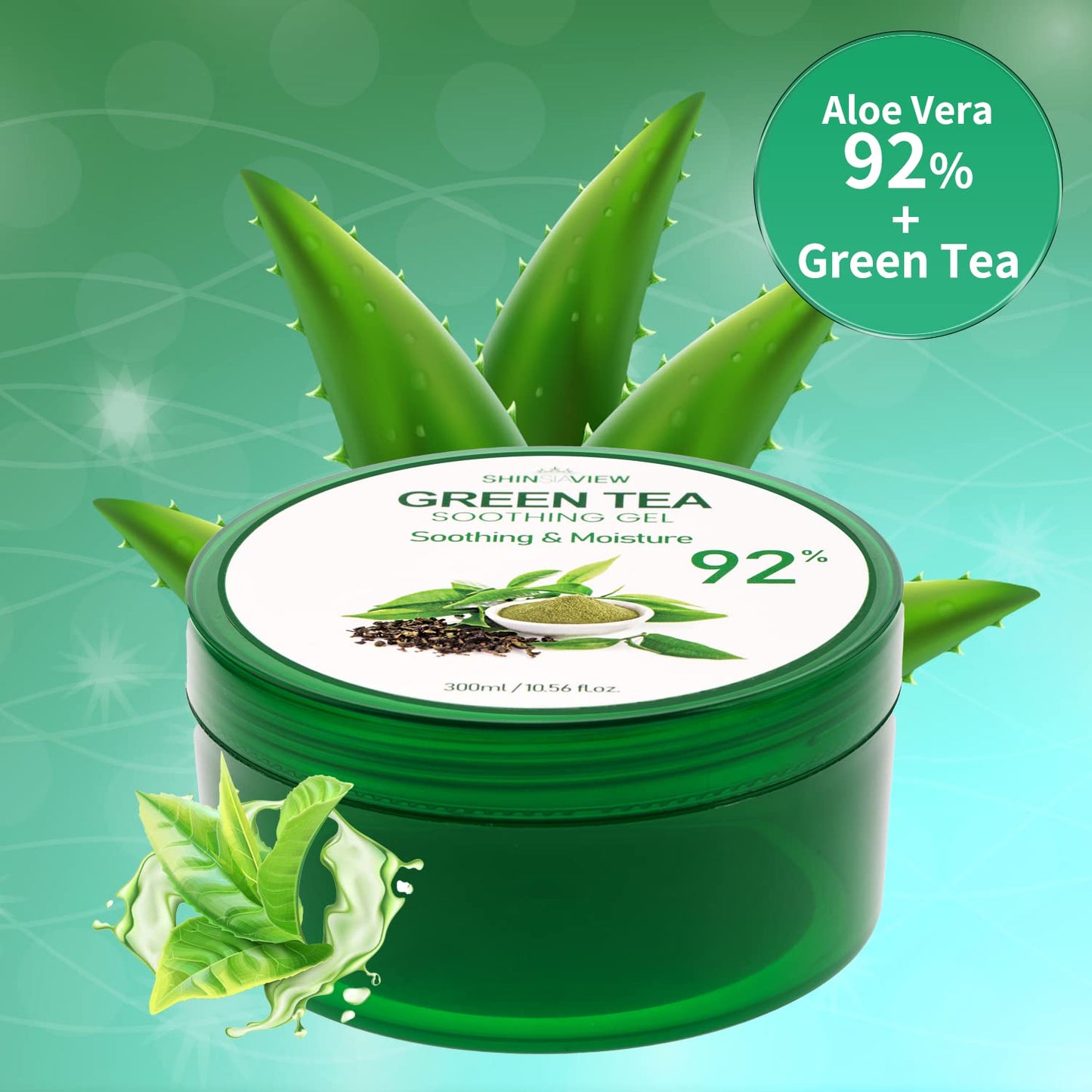 SHINSIAVIEW Green Tea Soothing Gel, Gel de Té verde con Áloe Vera 92%