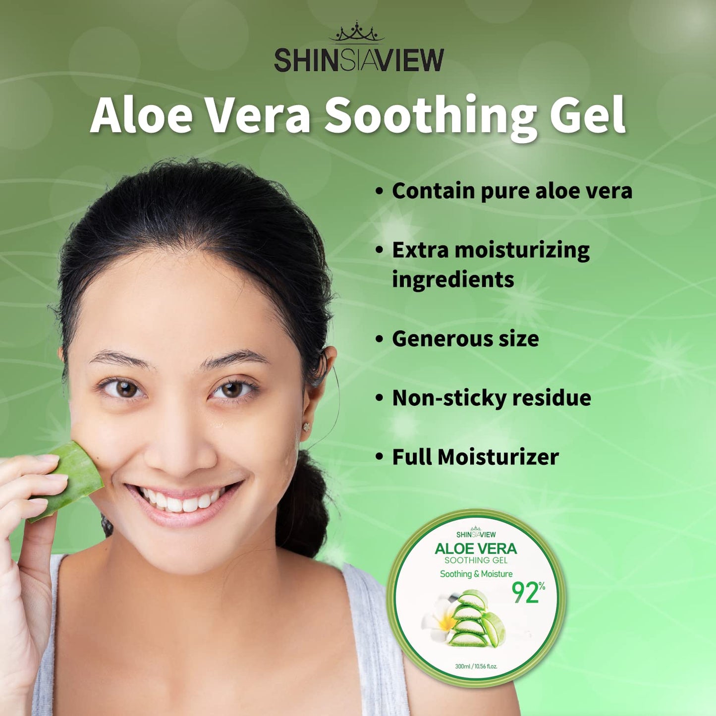 SHINSIAVIEW Aloe Vera Soothing Gel, Gel de Áloe Vera 92%