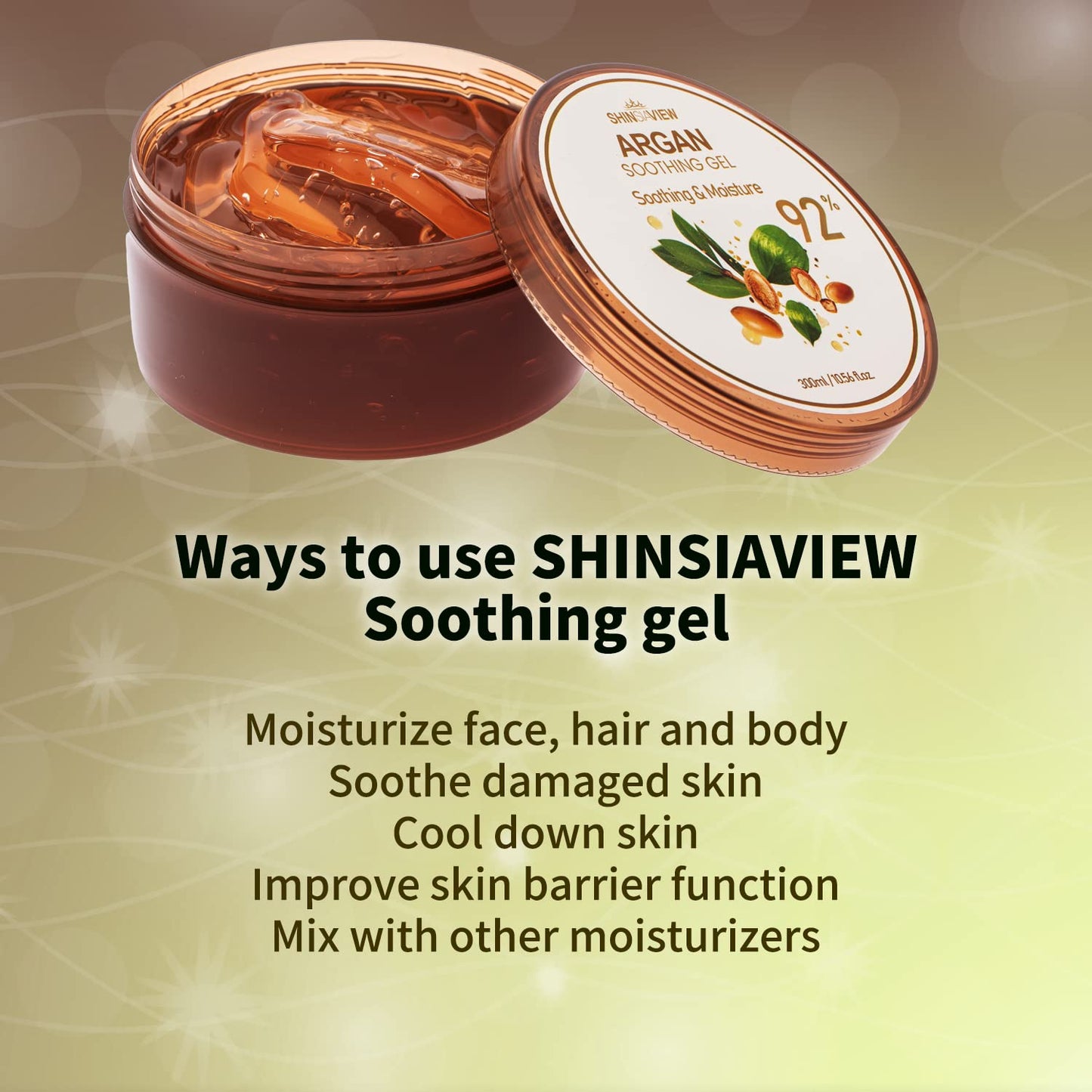 SHINSIAVIEW Argan Soothing Gel, Gel de Argán con Áloe Vera 92%